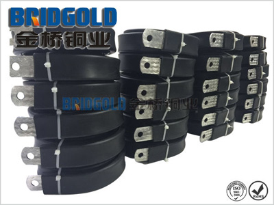 套黑色熱縮管的銅編織線導電帶 套黑色熱縮管的銅編織線導電帶